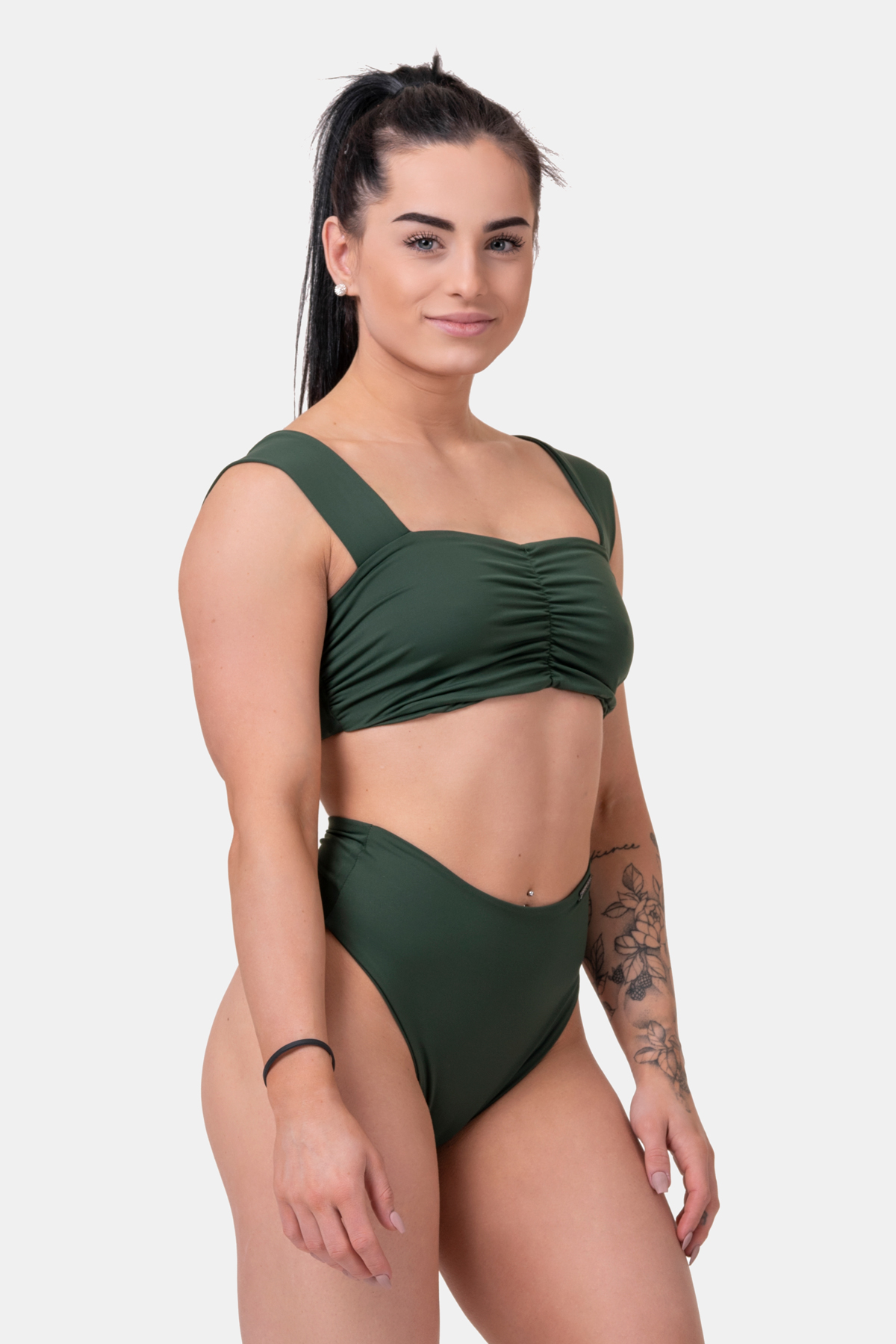 Levně Nebbia Miami retro bikini - vrchní díl 553 dark green S