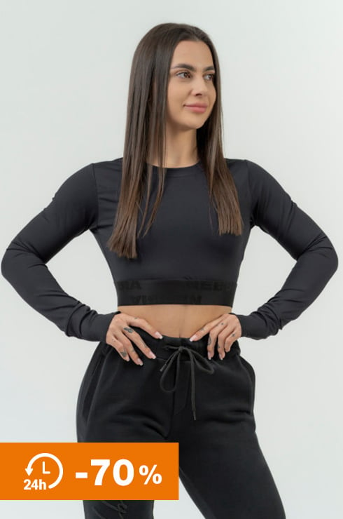 Dámské tričko Nebbia Intense Women's Long Sleeve Crop Top Perform 839 Black S