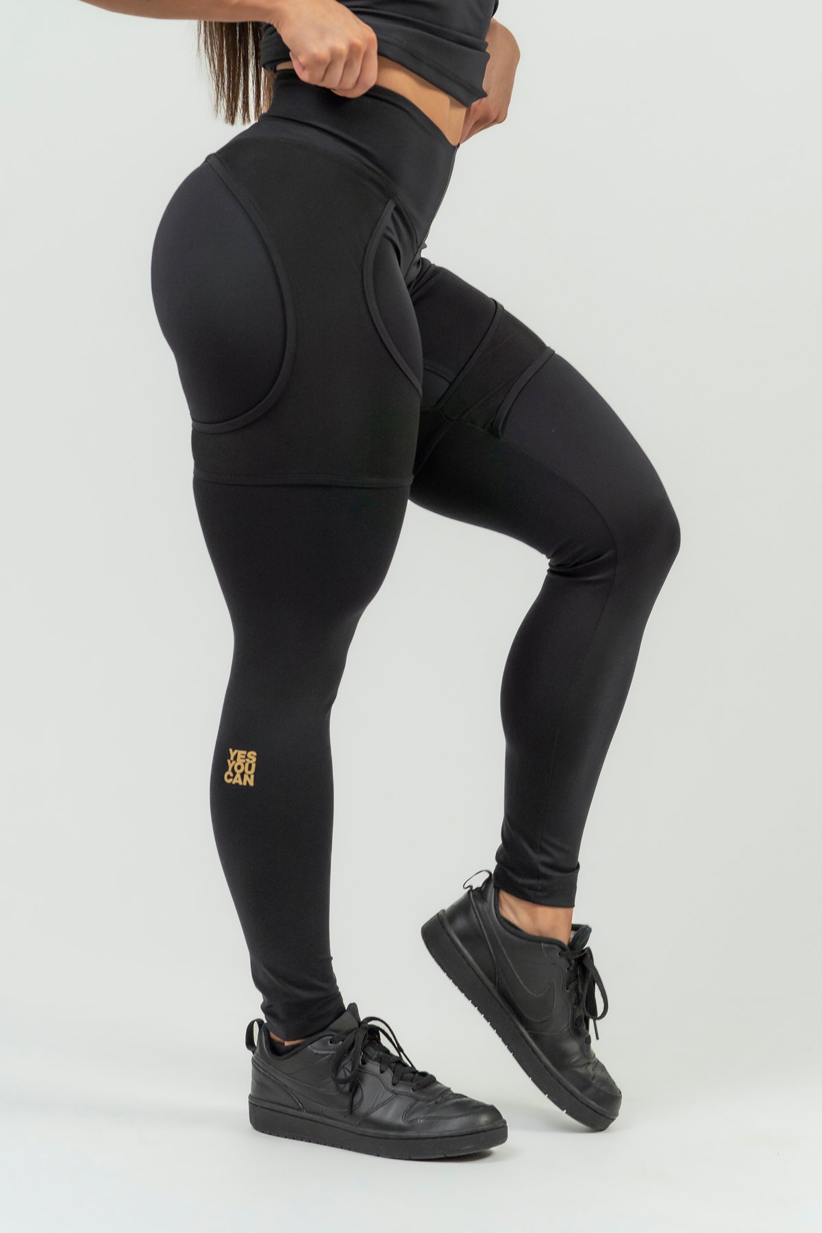 NEBBIA Women's Sports Leggings With INTENSE Mesh Gold/gold Mesh