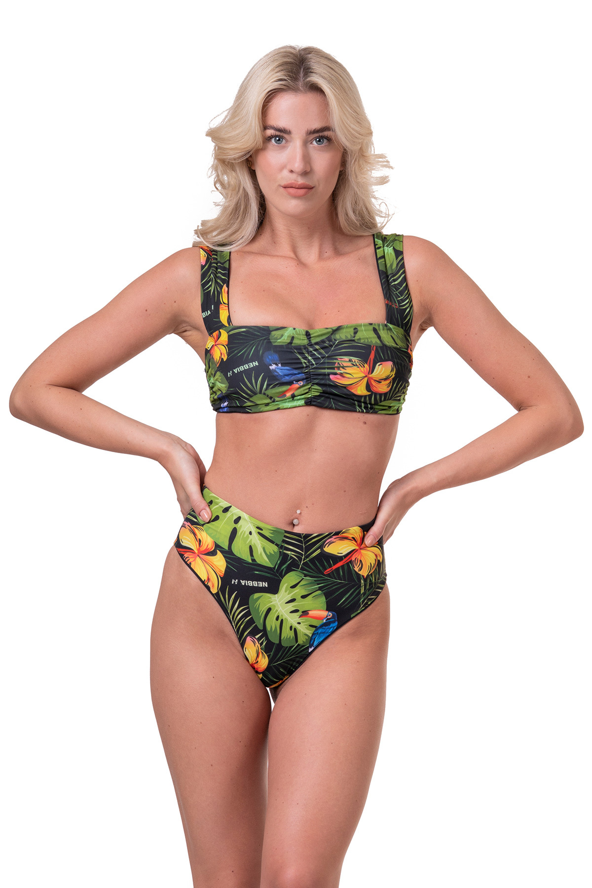 Levně Nebbia High-energy retro bikini - vrchní díl 553 jungle green M