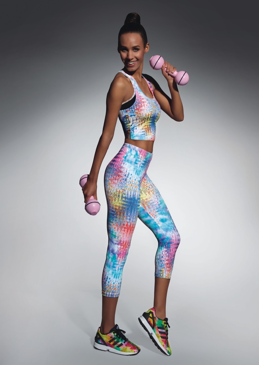 Bas Bleu TESSERA 70 sports leggings with colour print and 3/4 leg