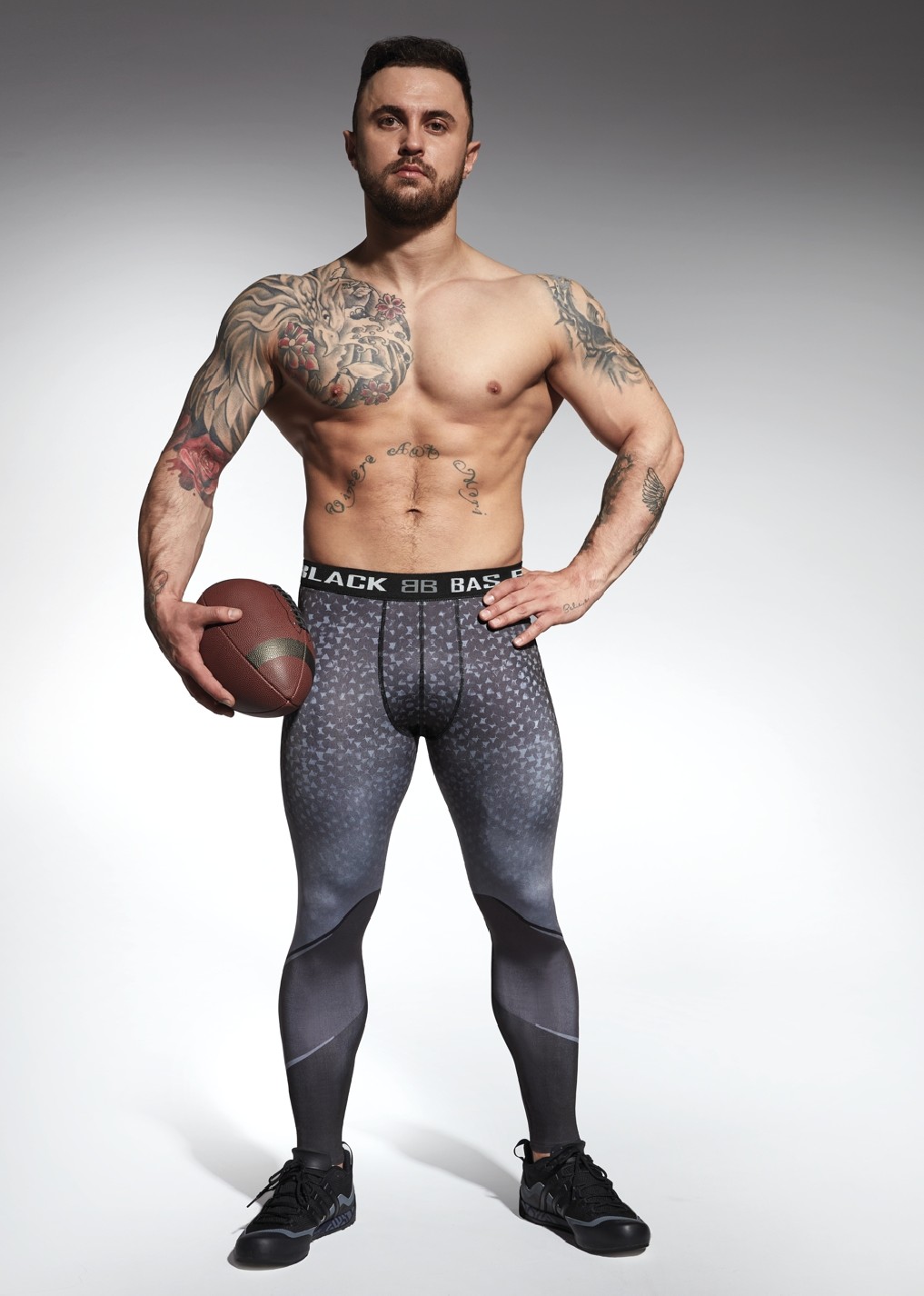 Levně Bas Bleu Sports leggings HARDMEN men's functional with welt at the waist