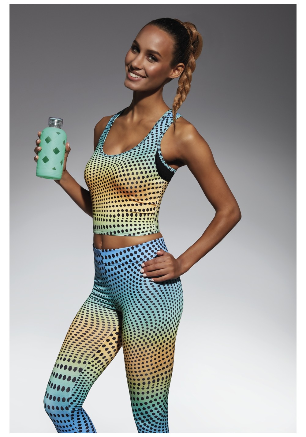 Bas Bleu Crop top WAVE-TOP 30 sporty with colourful print