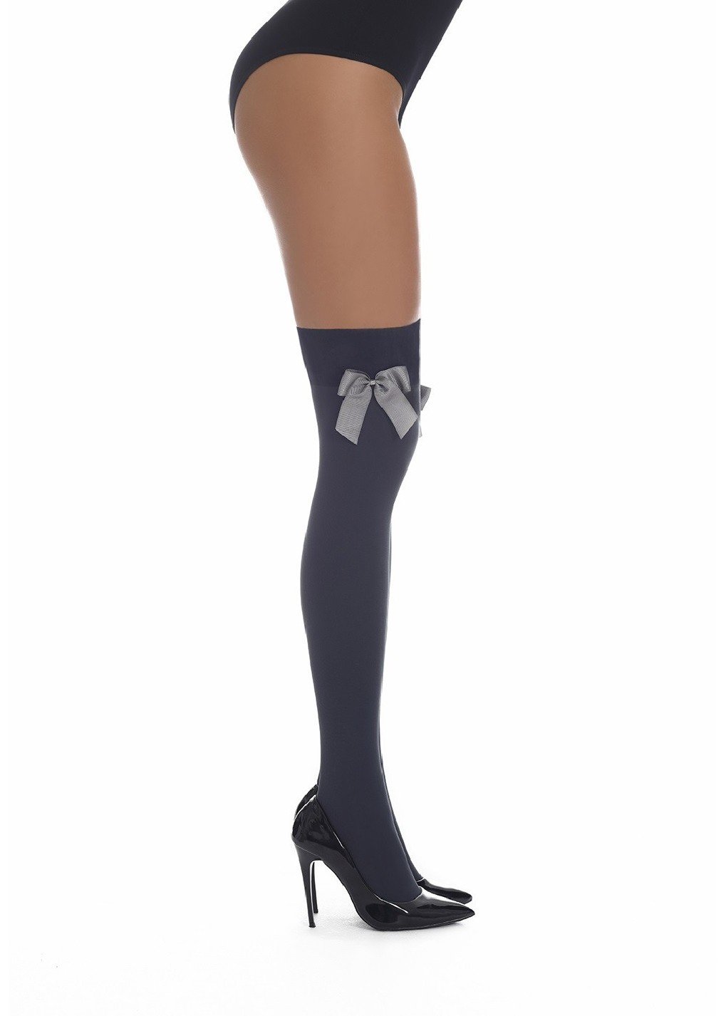 Bas Bleu Over-the-knee socks with a decorative bow CAMEO 80 DENIER