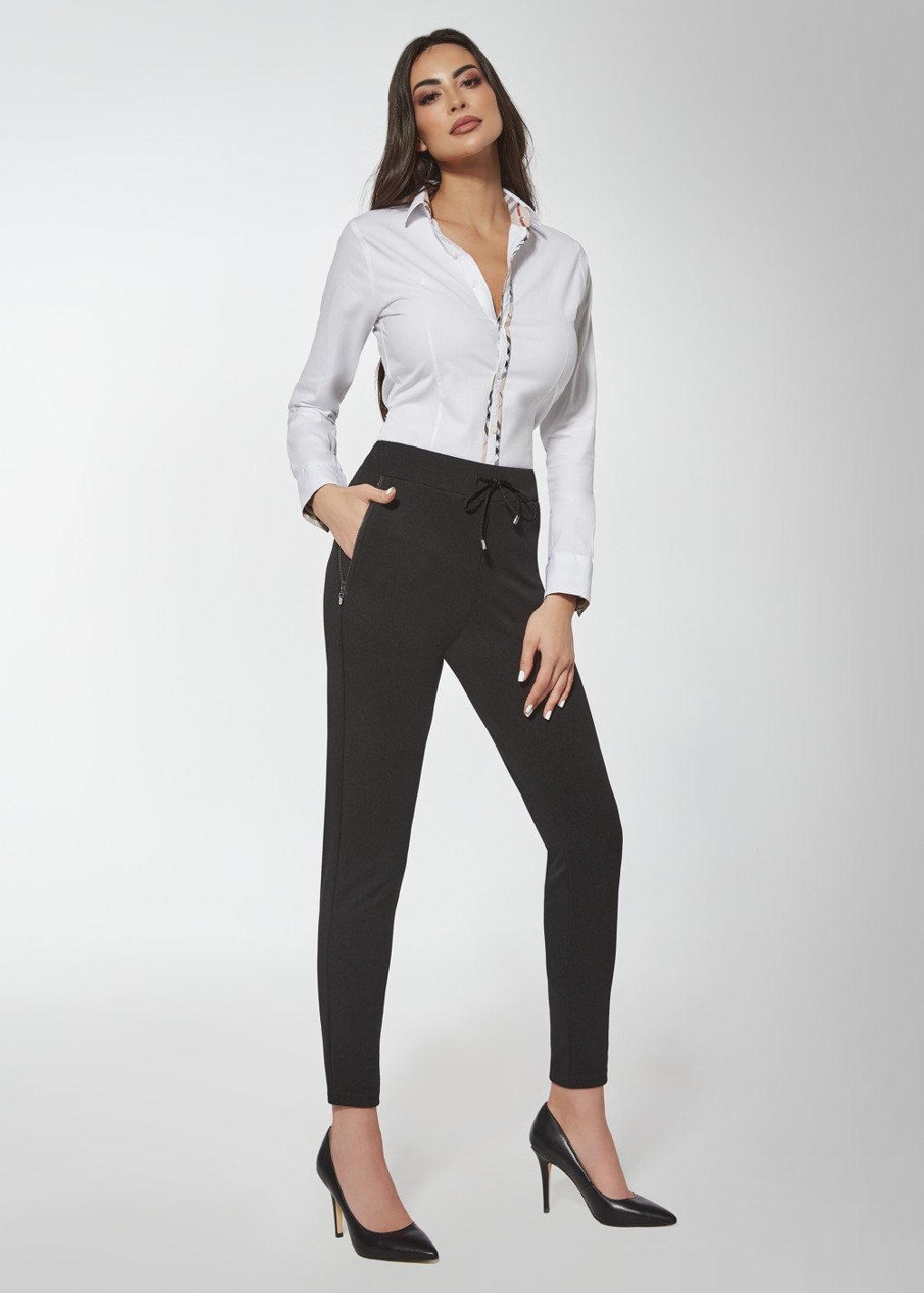 Bas Bleu Women's trousers IDALIA elegant with zippered pockets