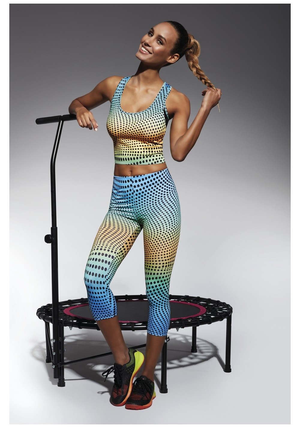 Bas Bleu Wave 70 sports leggings with colorful print and 3/4 leg