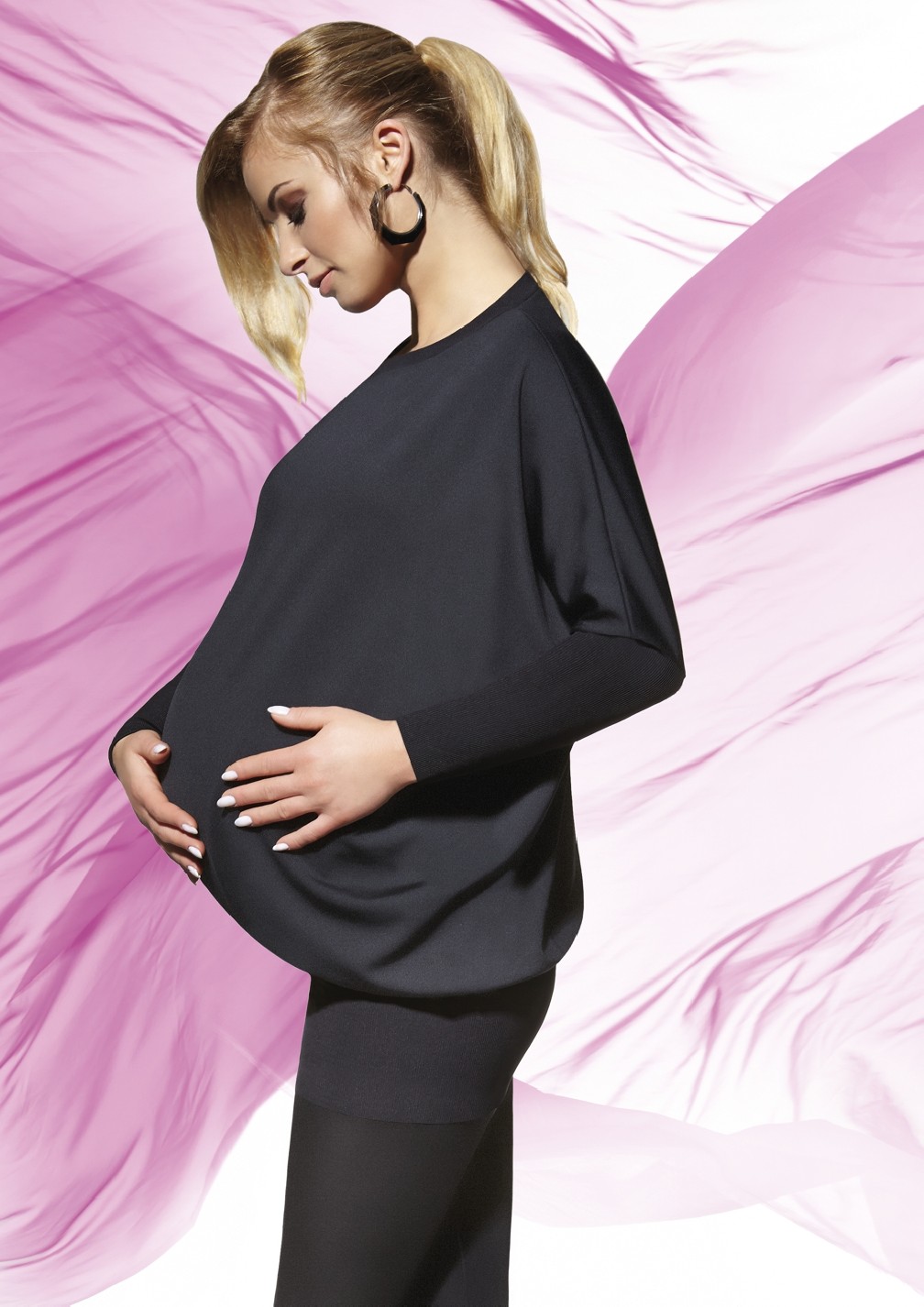 Levně Bas Bleu Maternity tunic EMI black made of elastic material