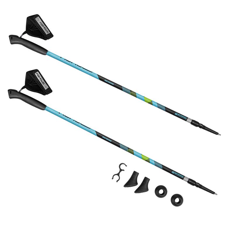 Spokey MEADOW II Hole Nordic Walking 2-dielne, Anti-shock System, Clear-blue With Green