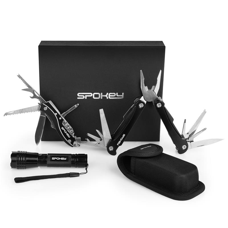 Spokey BOLD Multi-tool set in gift box: knife + pliers + flashlight with loop