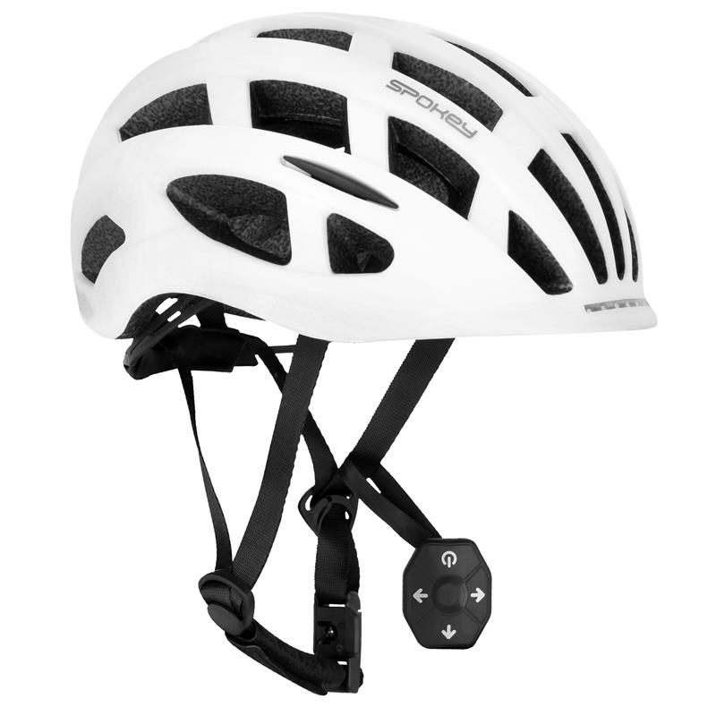 Spokey POINTER PRO Bicycle helmet with LED flasher and turn signals, 55-58 cm, biela