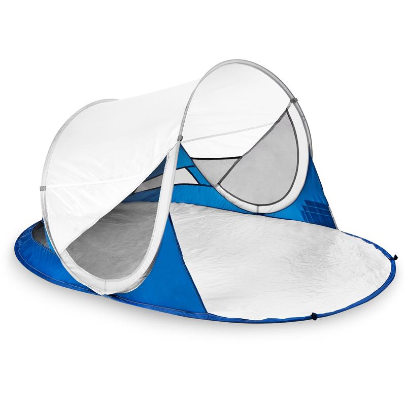 Levně Spokey STRATUS Samorozkládací outdoorový paraván, UV 40, 195x100x85 cm - bielo-modrý