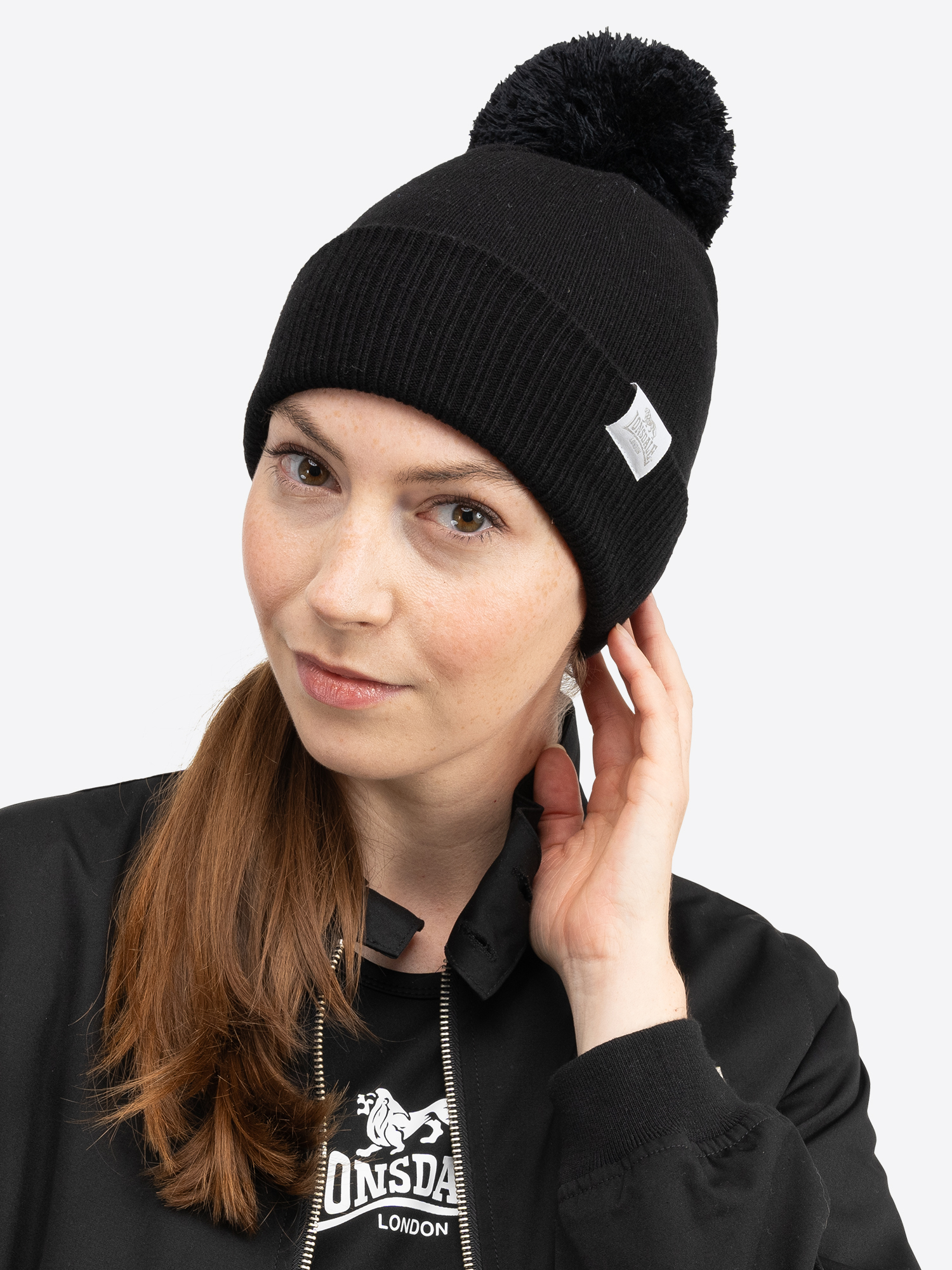 Lonsdale Knitted pompom hat