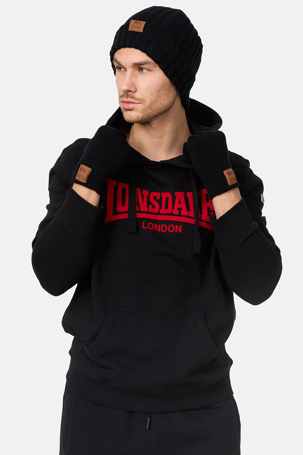 Lonsdale Unisex Beanie and Glove Set