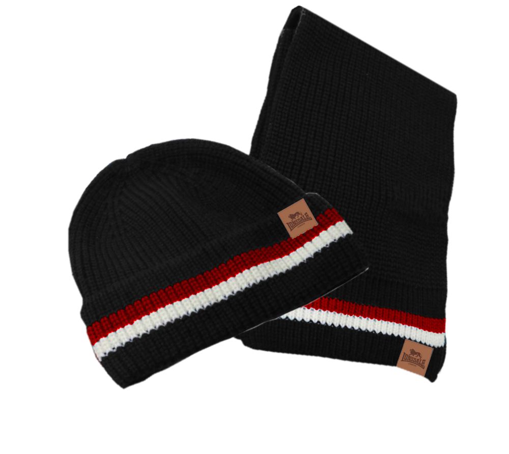 Lonsdale Unisex scarf and beanie set