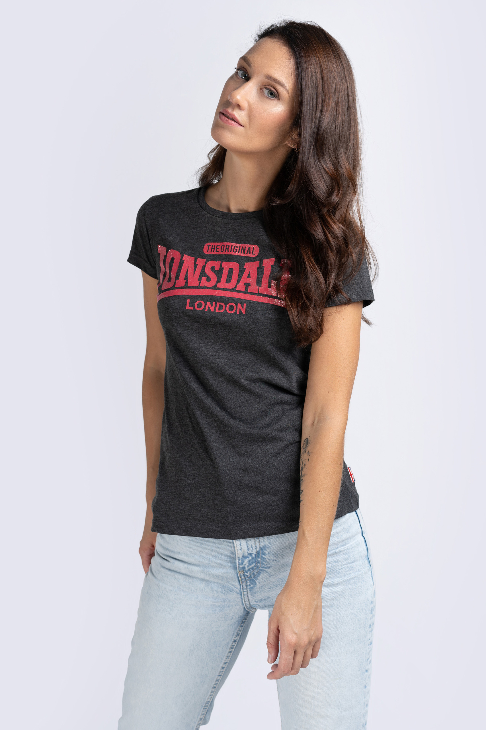 Levně Dámské tričko Lonsdale 114026-Marl Black