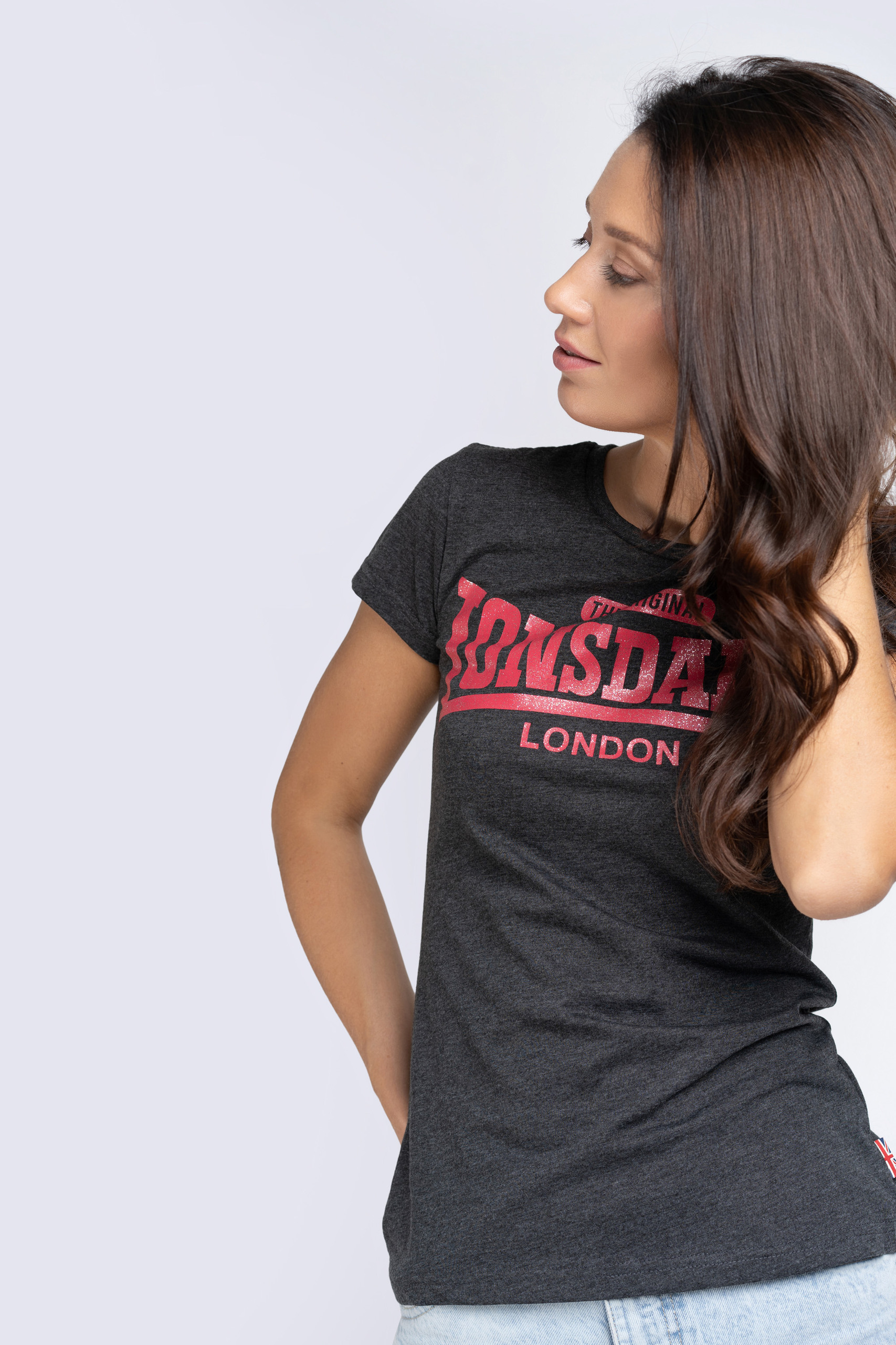 Tricou dama Lonsdale 114026-Marl Black