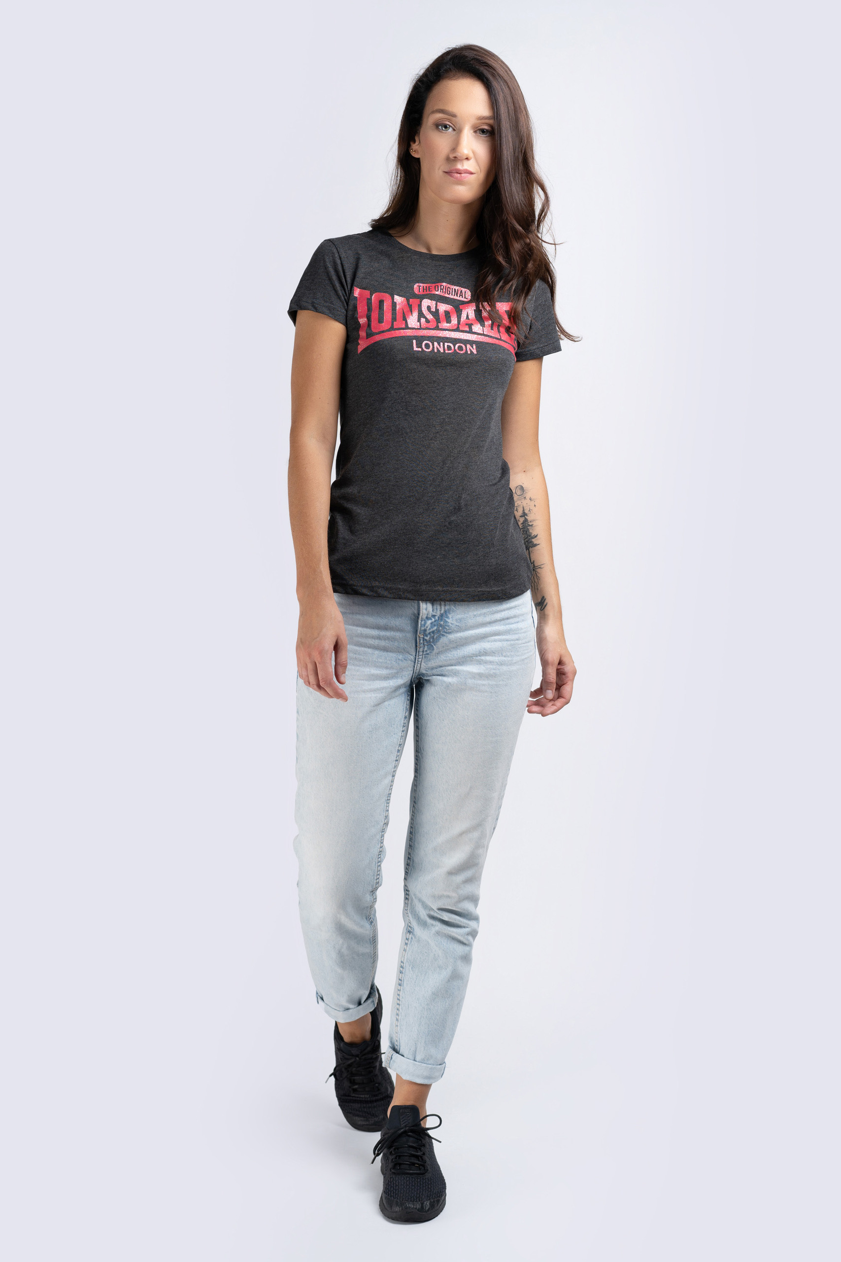 Tricou dama Lonsdale 114026-Marl Black