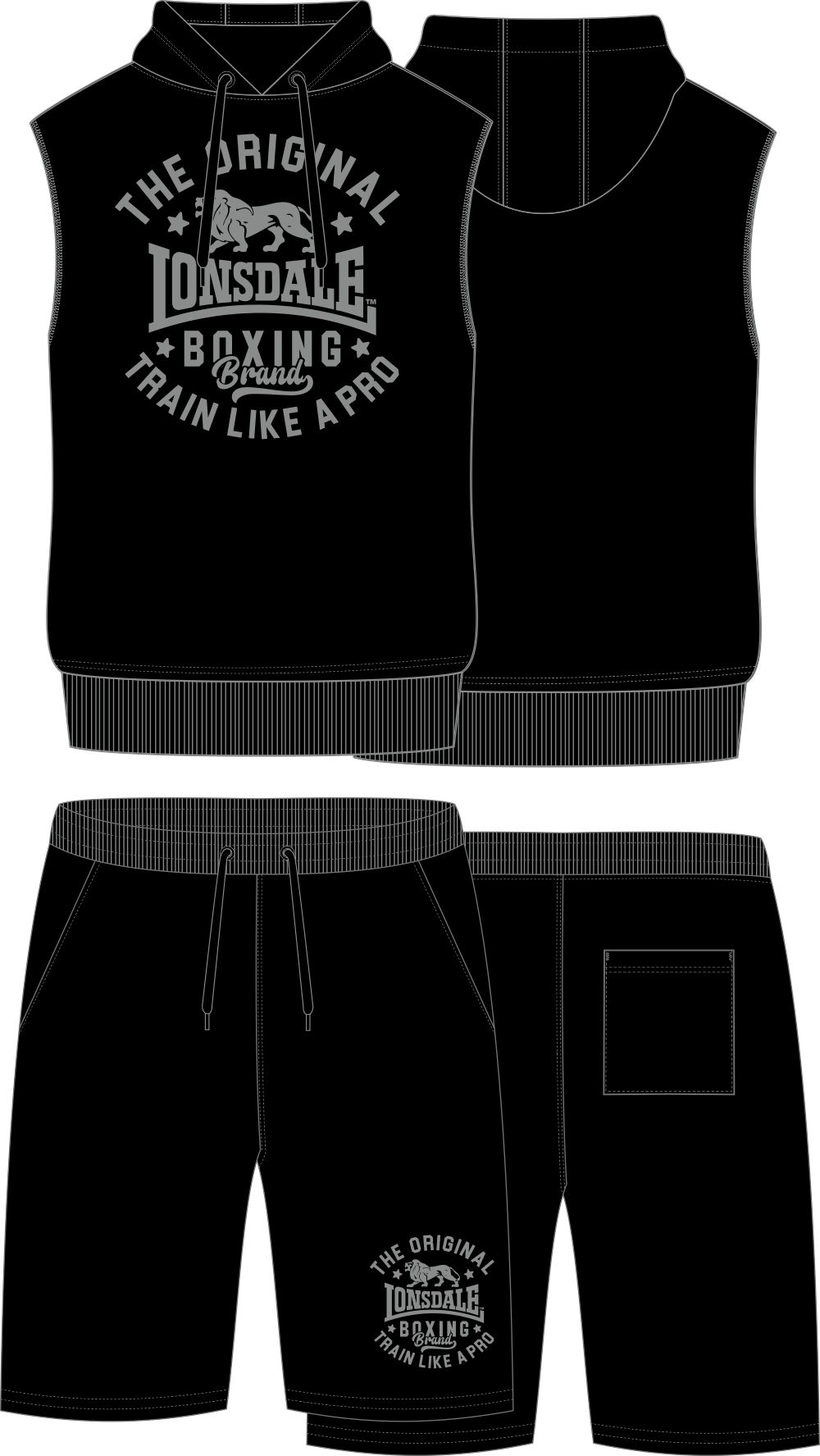 Lonsdale Men's sleeveless hoodie & shorts set regular fit