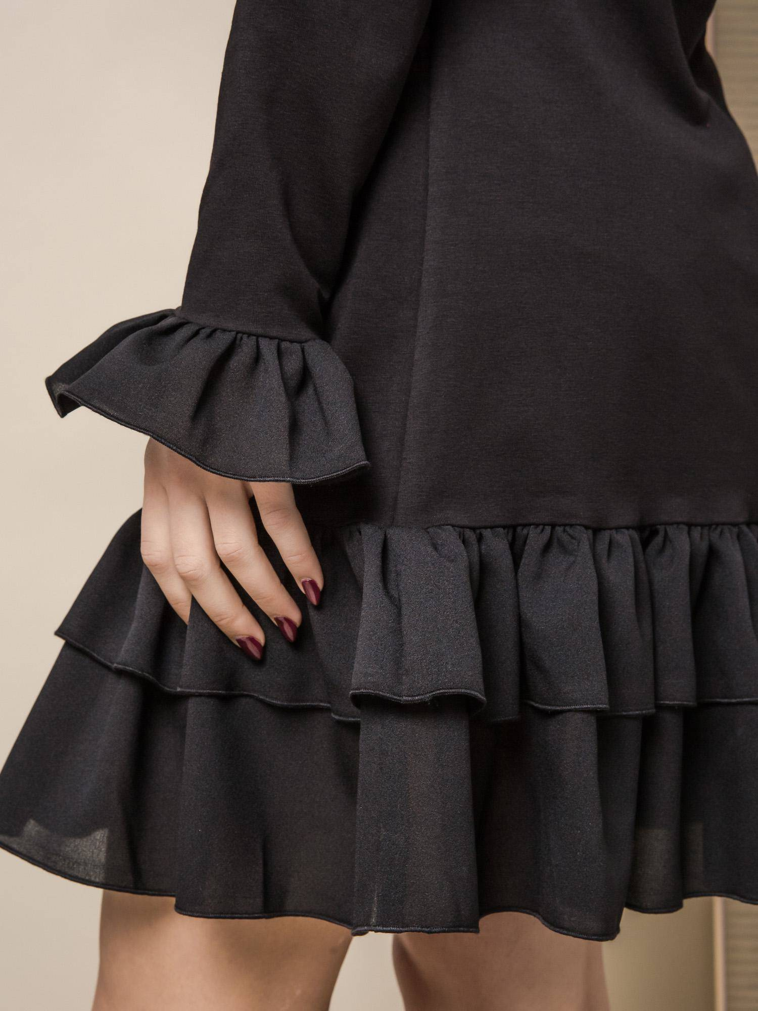 LEMONADA COLD SHOULDER DRESS WITH FLOUNCES BLACK
