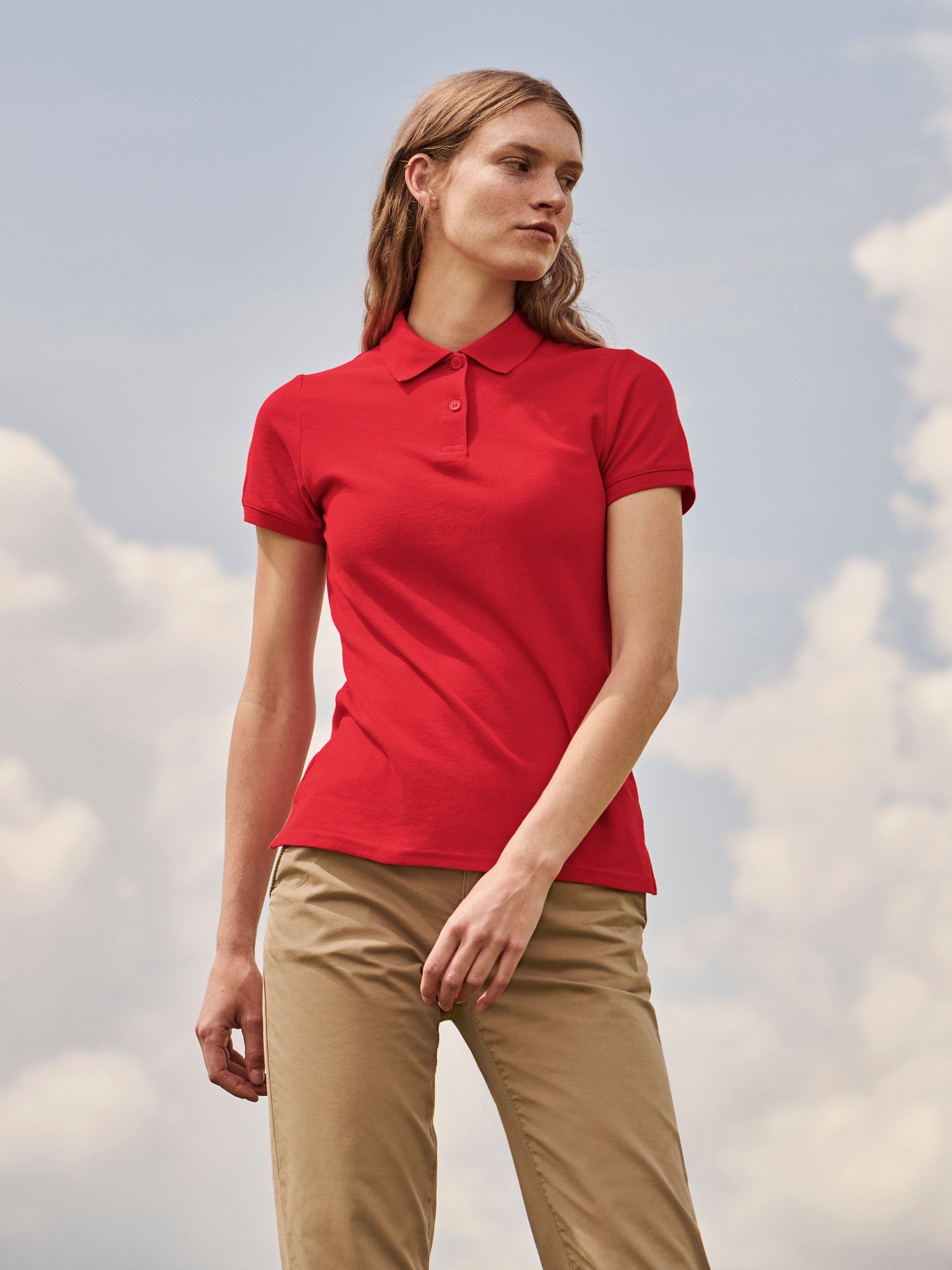 Polo Fruit of the Loom Red Women's T-shirt