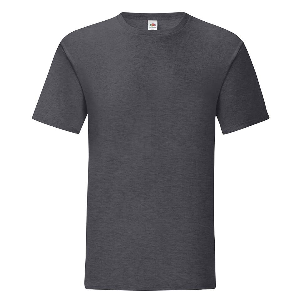 Levně Grey Iconic Combed Cotton T-shirt Fruit of the Loom