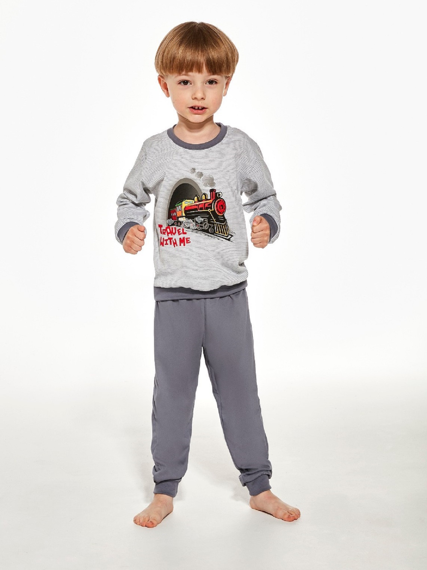 Levně Pyjamas Cornette Kids Boy 478/145 Train L/R 86-128 grey