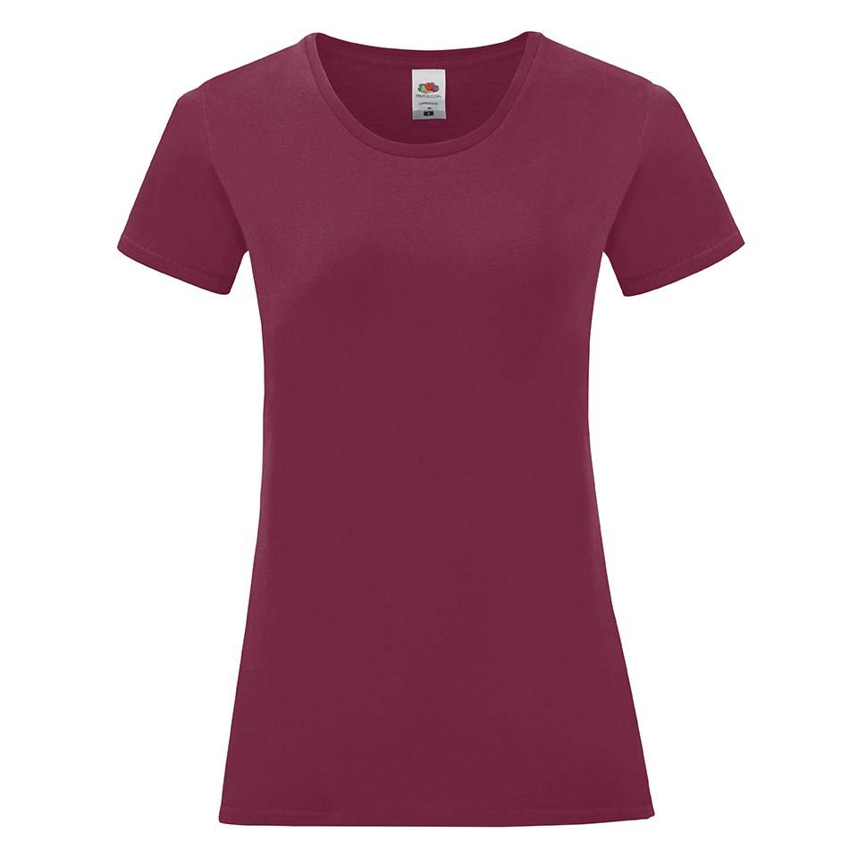 Iconic Burgundy Women's T-shirt in combed cotton Fruit of the Loom