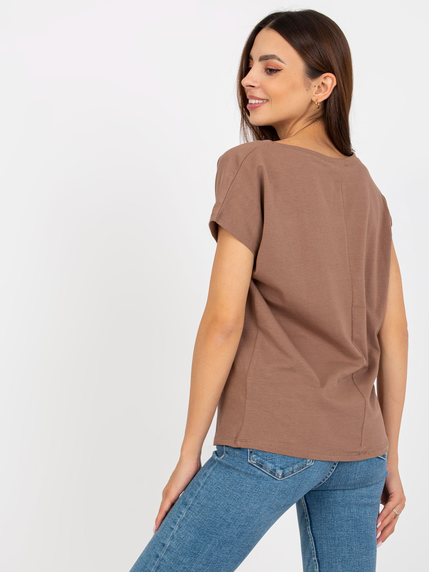 Cappuccino cotton v-neck t-shirt BASIC