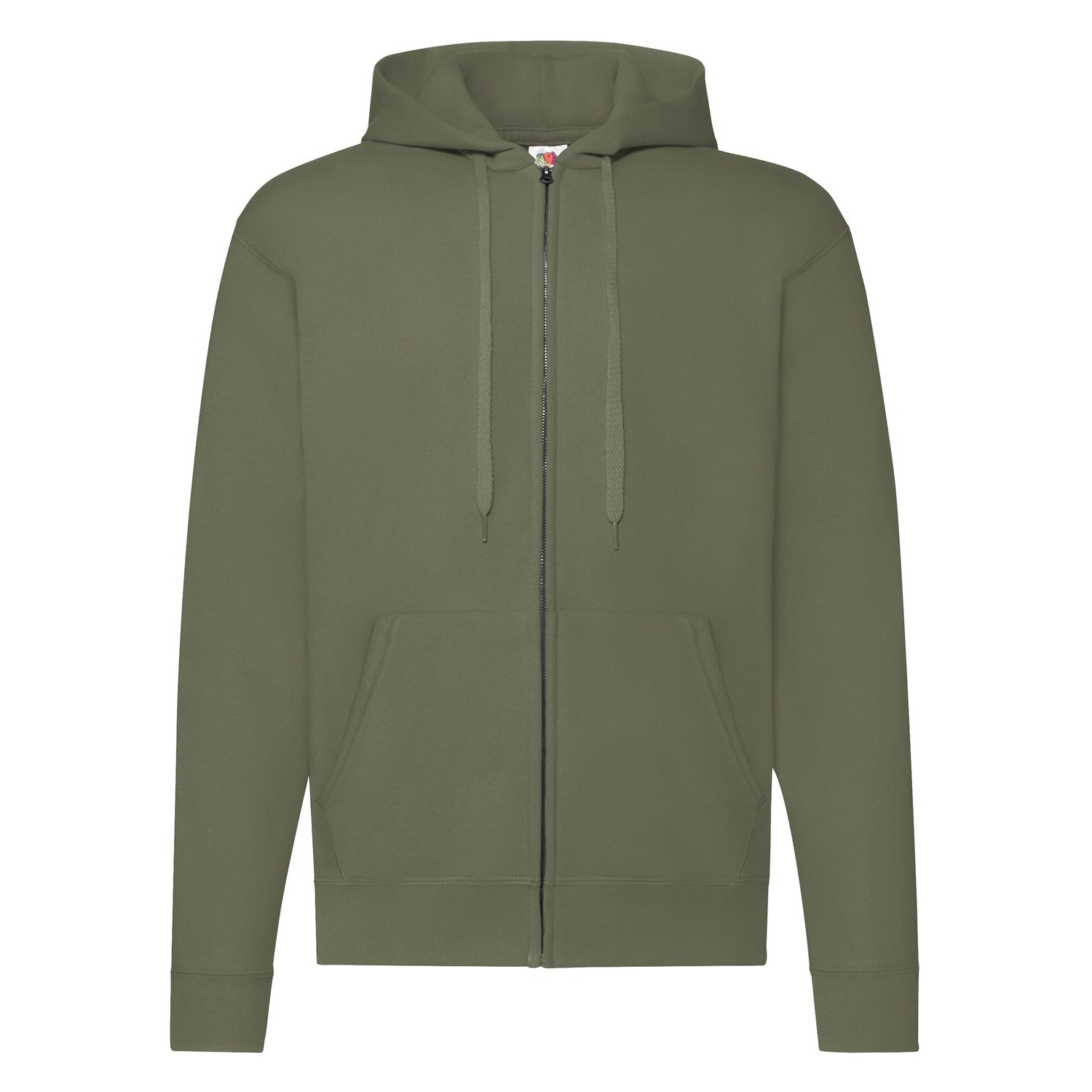 Levně Olive Zippered Hoodie Classic Fruit of the Loom