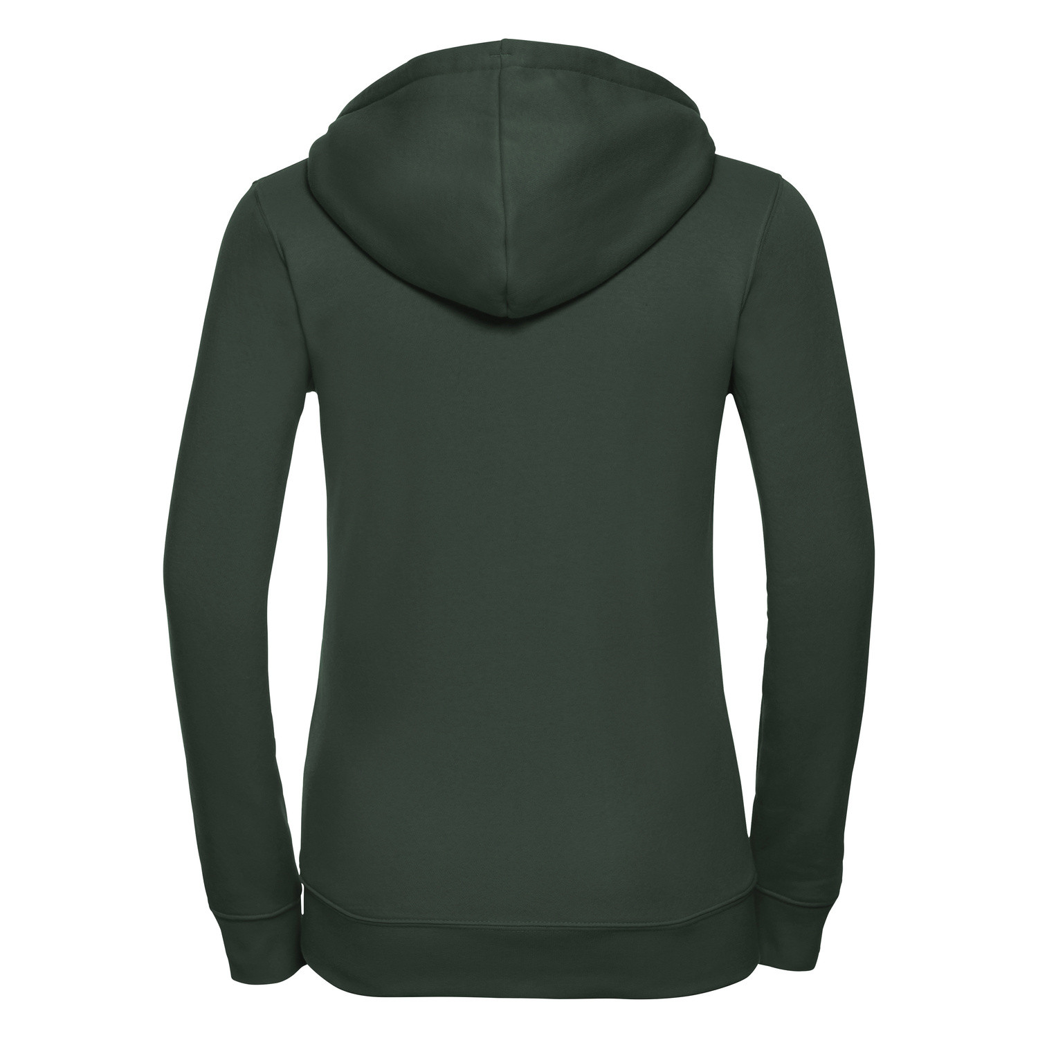 Green women&#039;s hoodie with Authentic Russell zipper