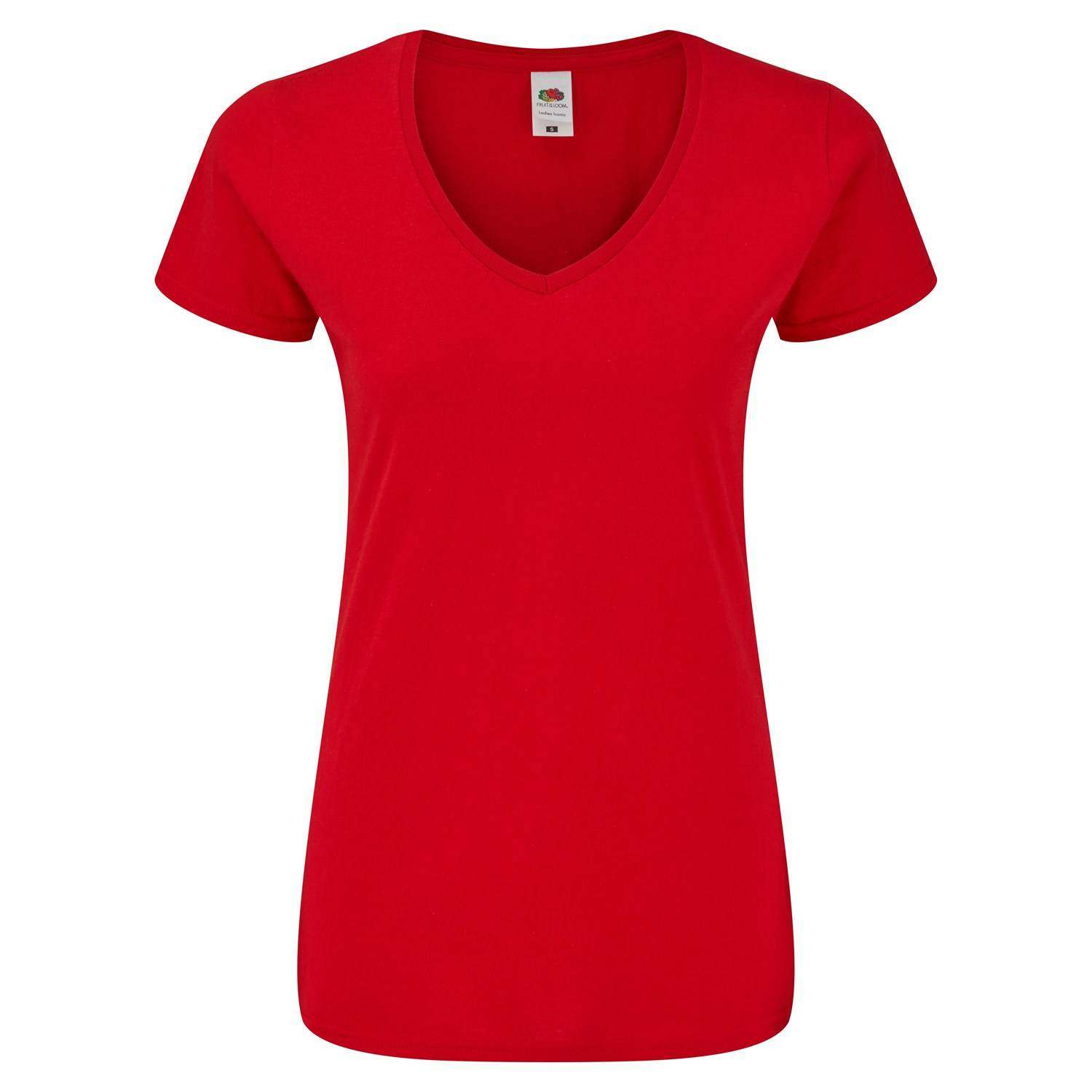 Iconic Vneck Fruit of the Loom Women's Red T-shirt