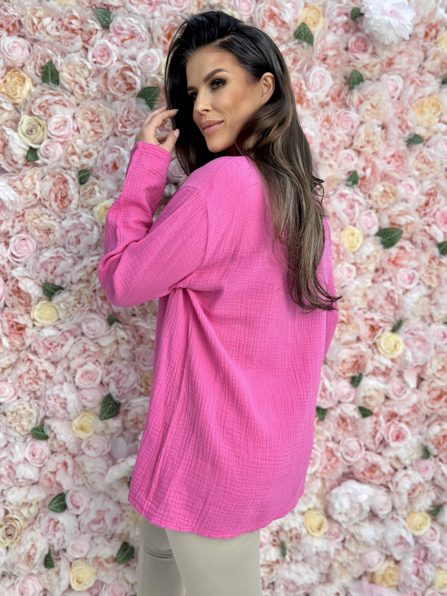 Pink shirt Och Bella BI-1144.hotpink