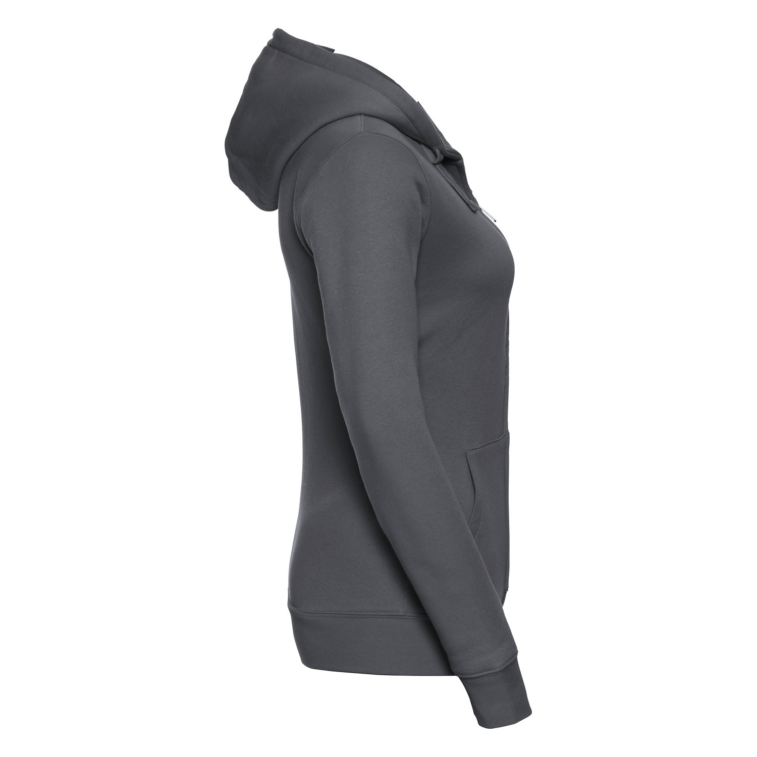 Dark grey women&#039;s hoodie with Authentic Russell zipper