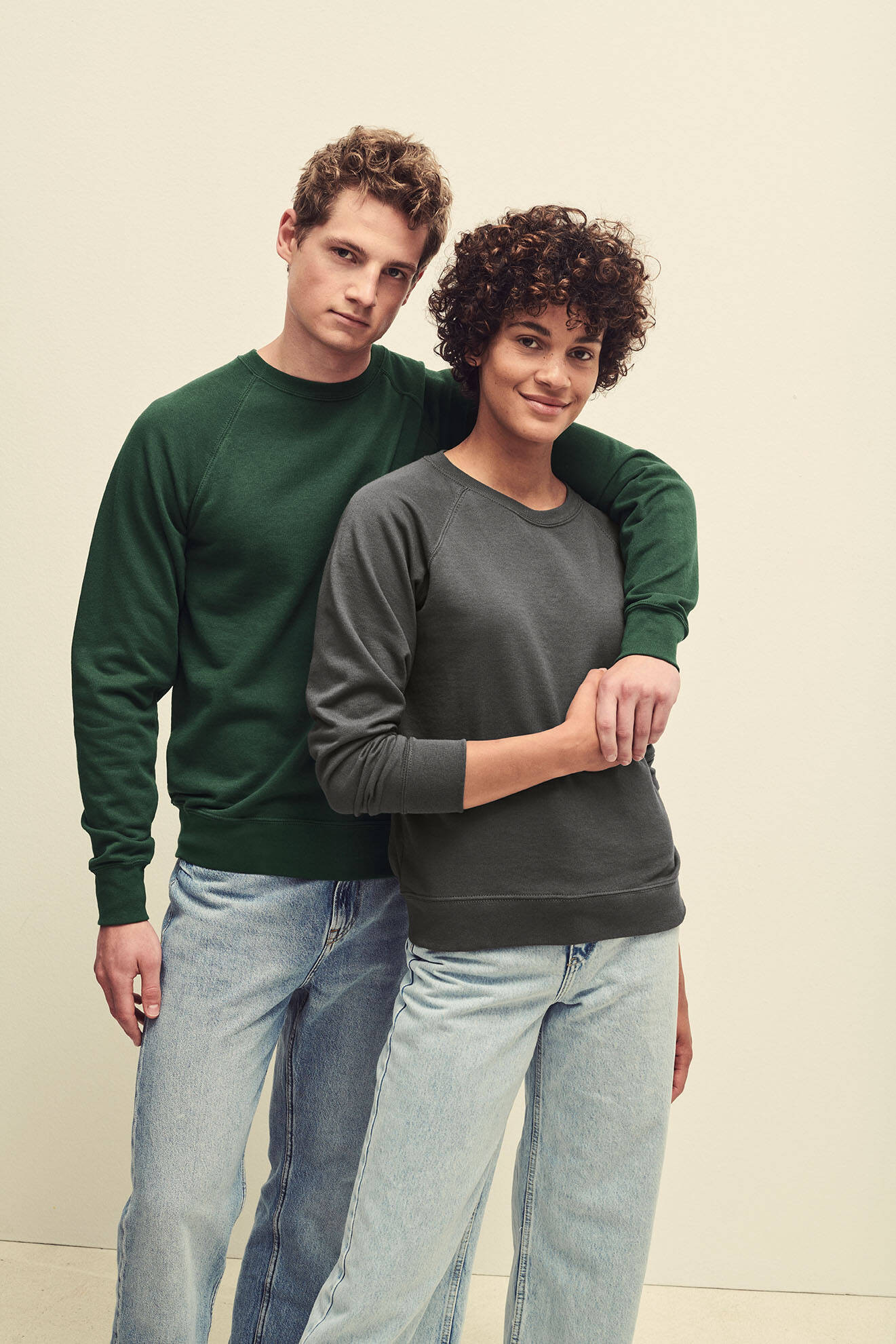 Green Men&#039;s Sweatshirt Lightweight Raglan Sweat Fruit of the Loom