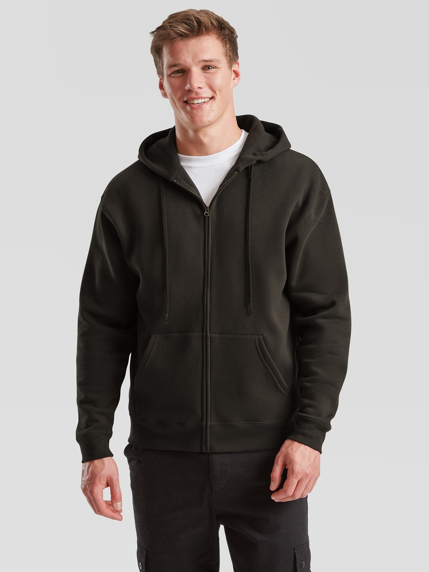 Grey Men&#039;s Hoodie Premium Fruit of the Loom
