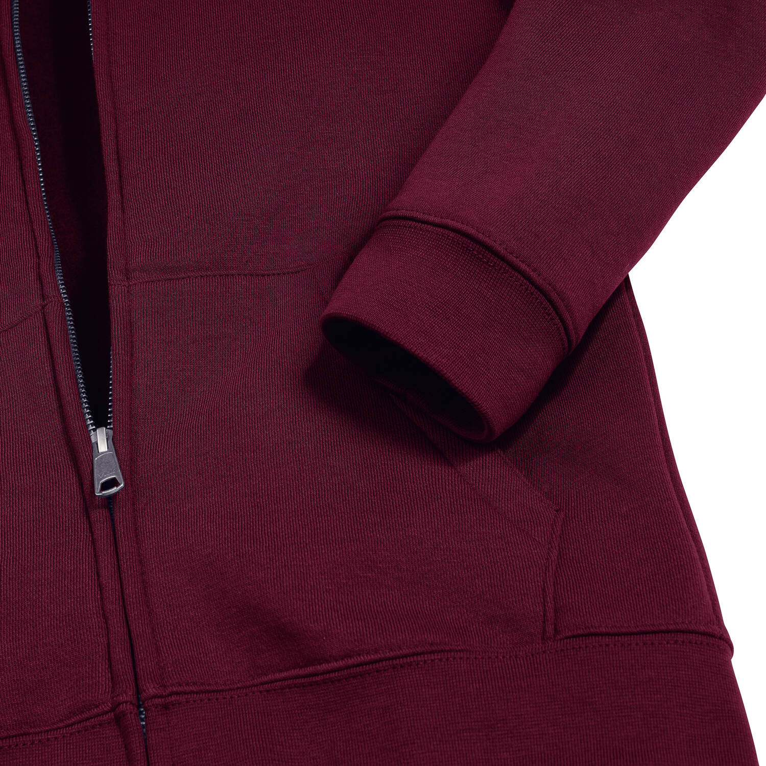 Burgundy children&#039;s sweatshirt with hood and zipper Authentic Russell