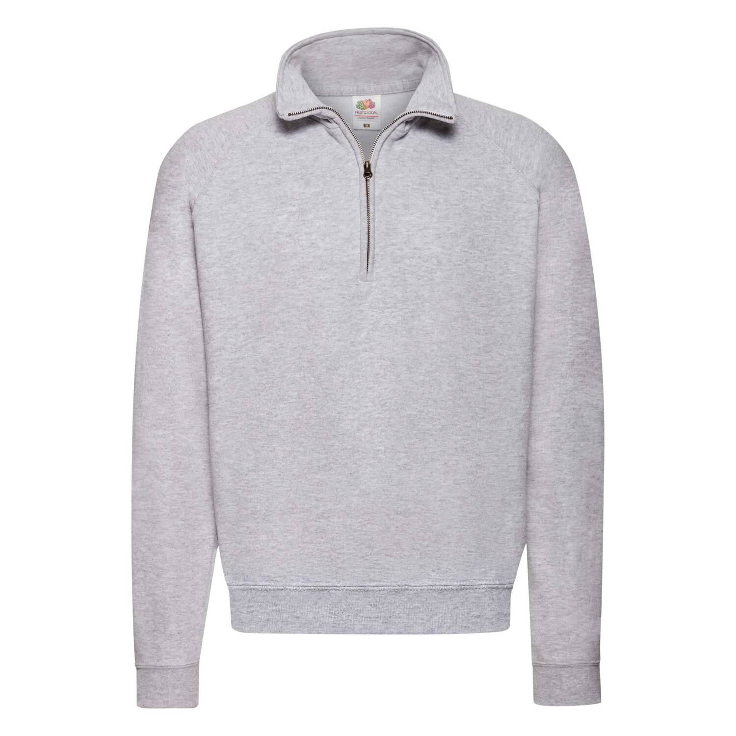 Grey Men&#039;s Sweatshirt Zip Neck Sweat Fruit of the Loom