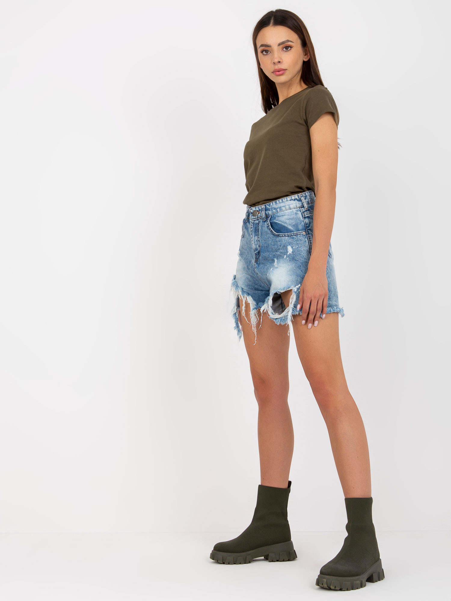 Khaki cotton women's t-shirt BASIC