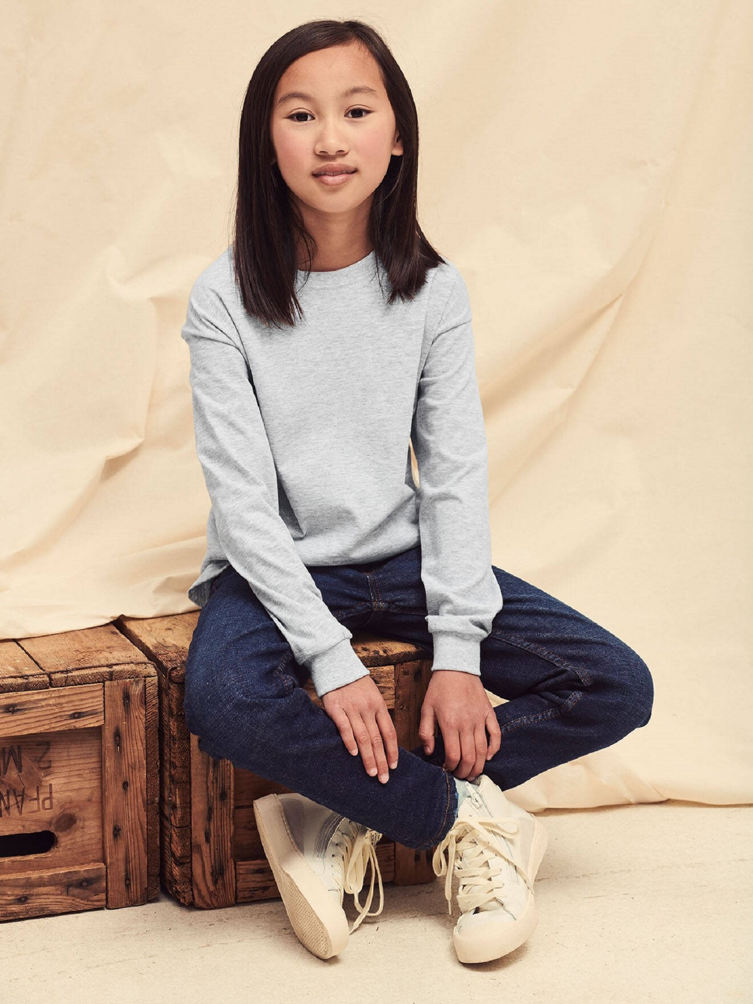 Szara koszulka dziecięca Valueweight Fruit of the Loom