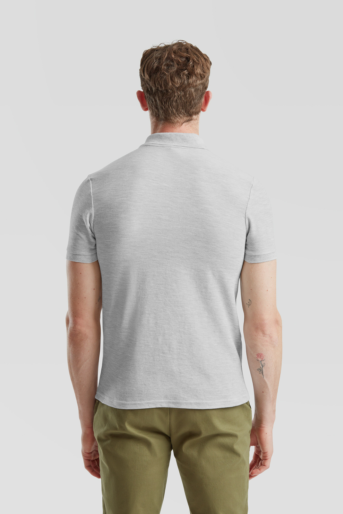 Light Grey Men's Polo Shirt Tailored Fit Friut of the Loom