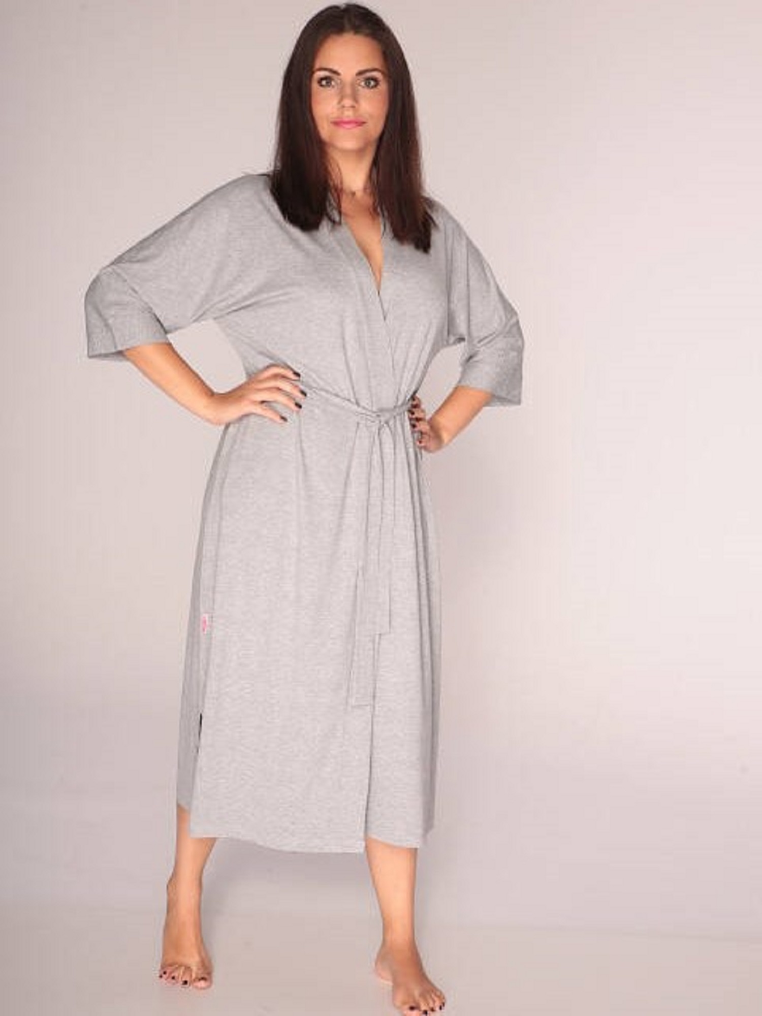 Bathrobe De Lafense 892 Visa Long 3XL-4XL Women's Melange Light 065