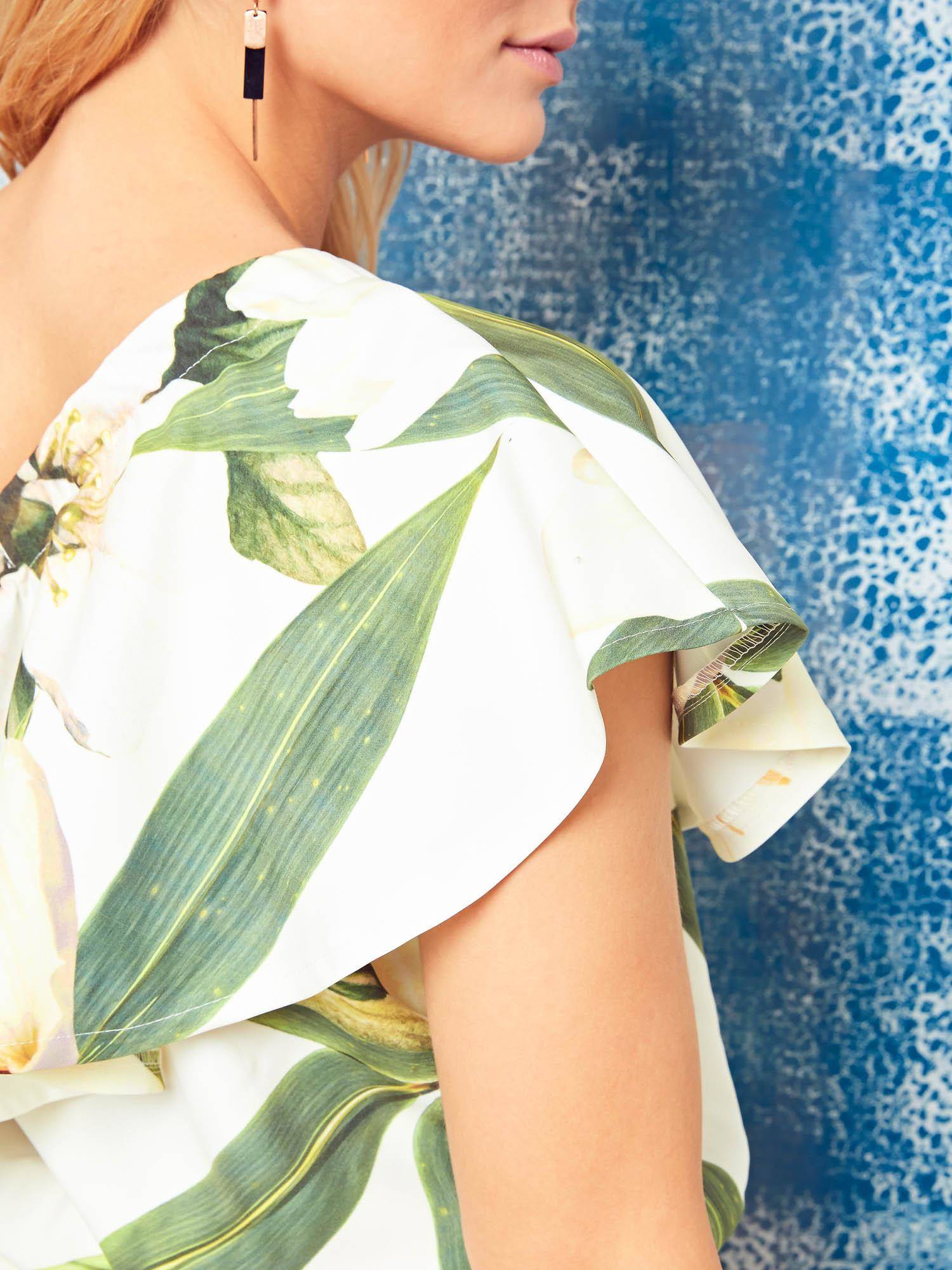 Cocomore Boutqe floral dress with carmen ecru neckline