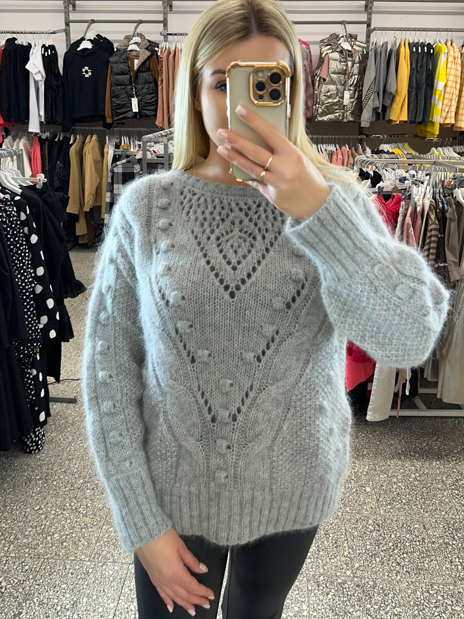 Grey openwork sweater By o la La