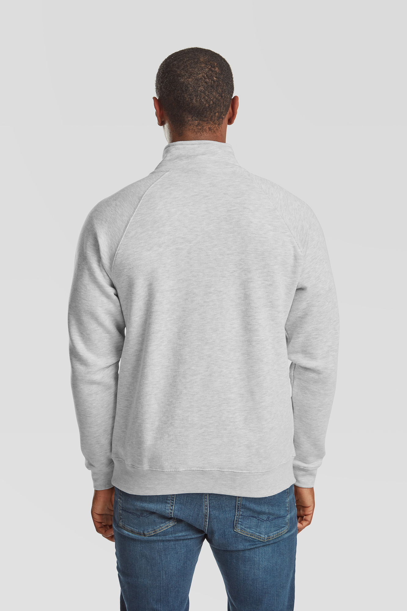 Grey Men&#039;s Sweatshirt Zip Neck Sweat Fruit of the Loom