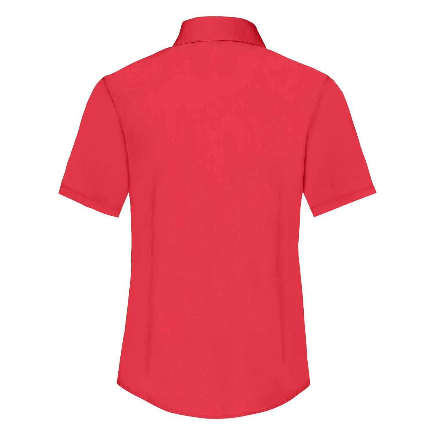 Red Poplin Shirt With Short Sleeves Fruit Of The Loom