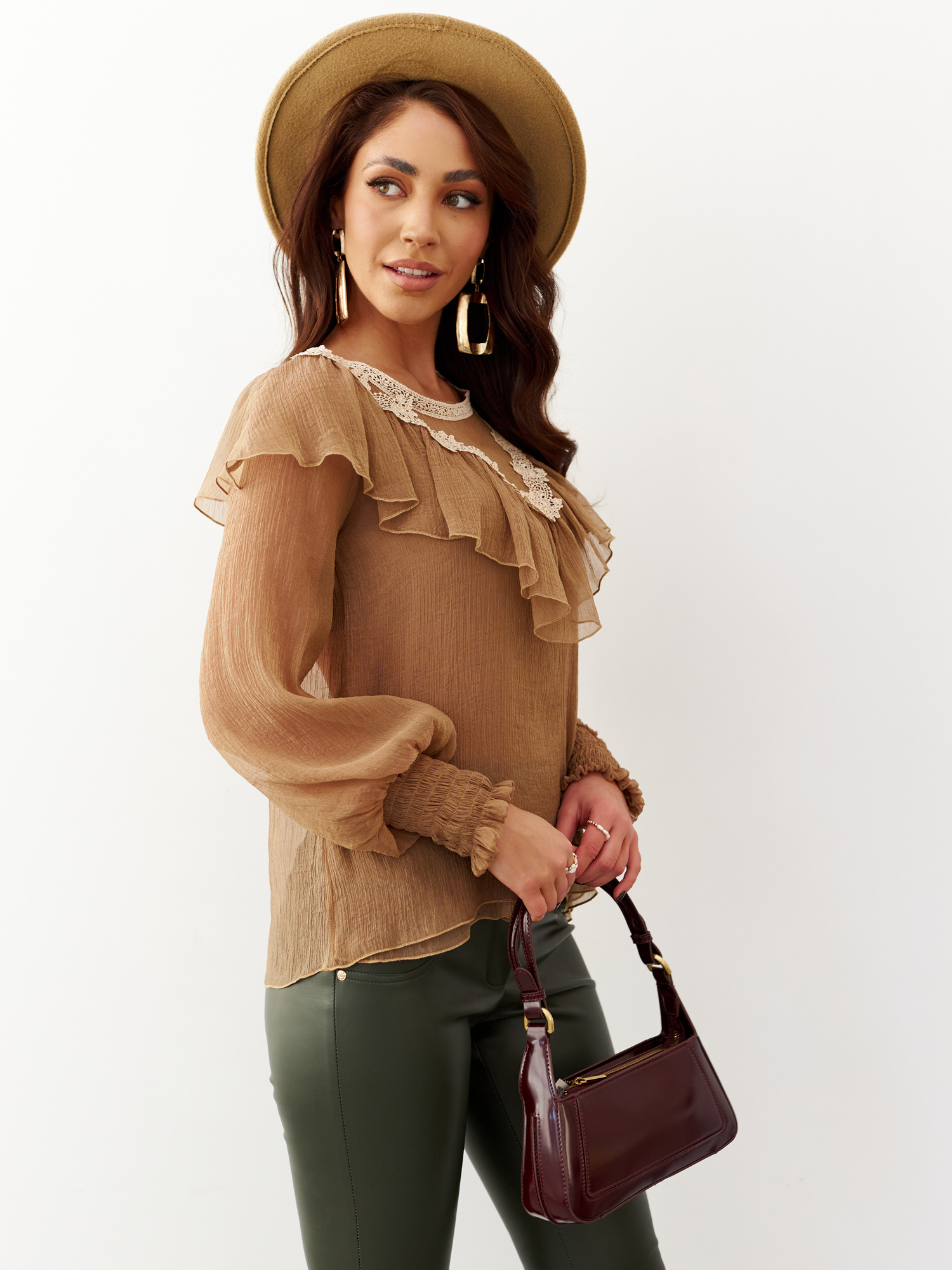 Caramel blouse Cocomore cmgBL1931.camel