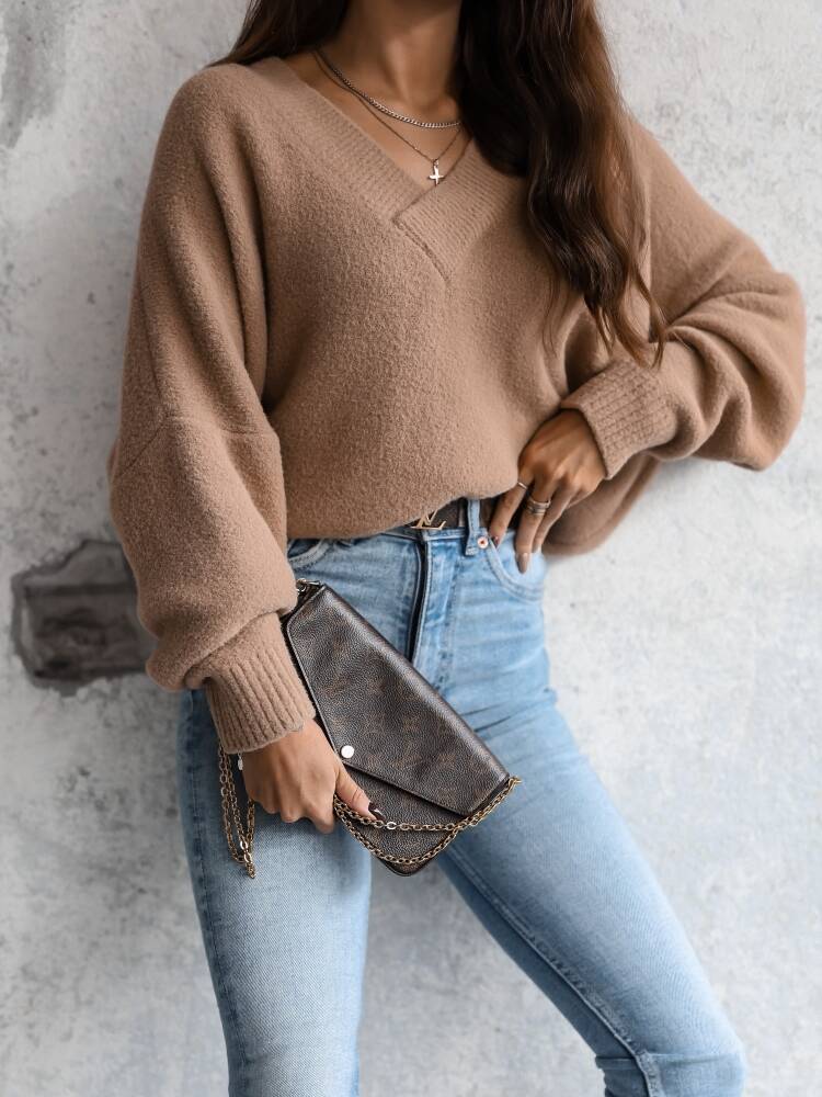 Caramel V-neck sweater Cocomore