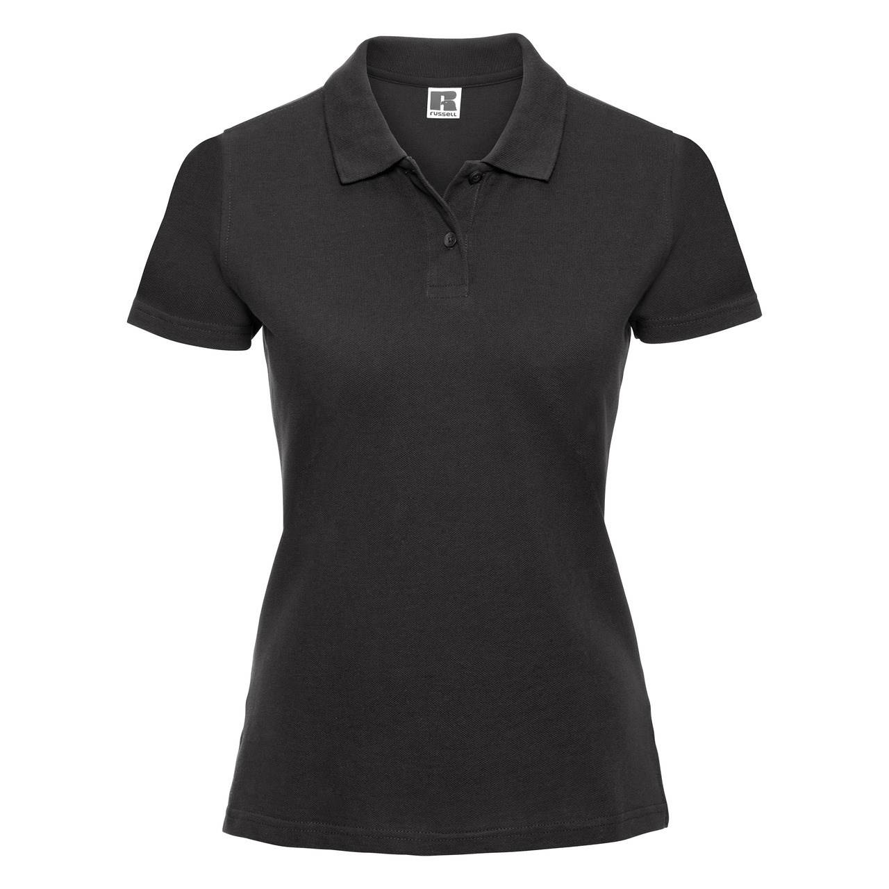 Women's Polo Shirt Black 100% Cotton Russell