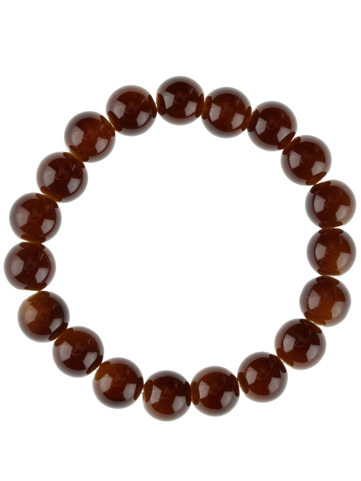 Levně Bead bracelet on elastic band brown