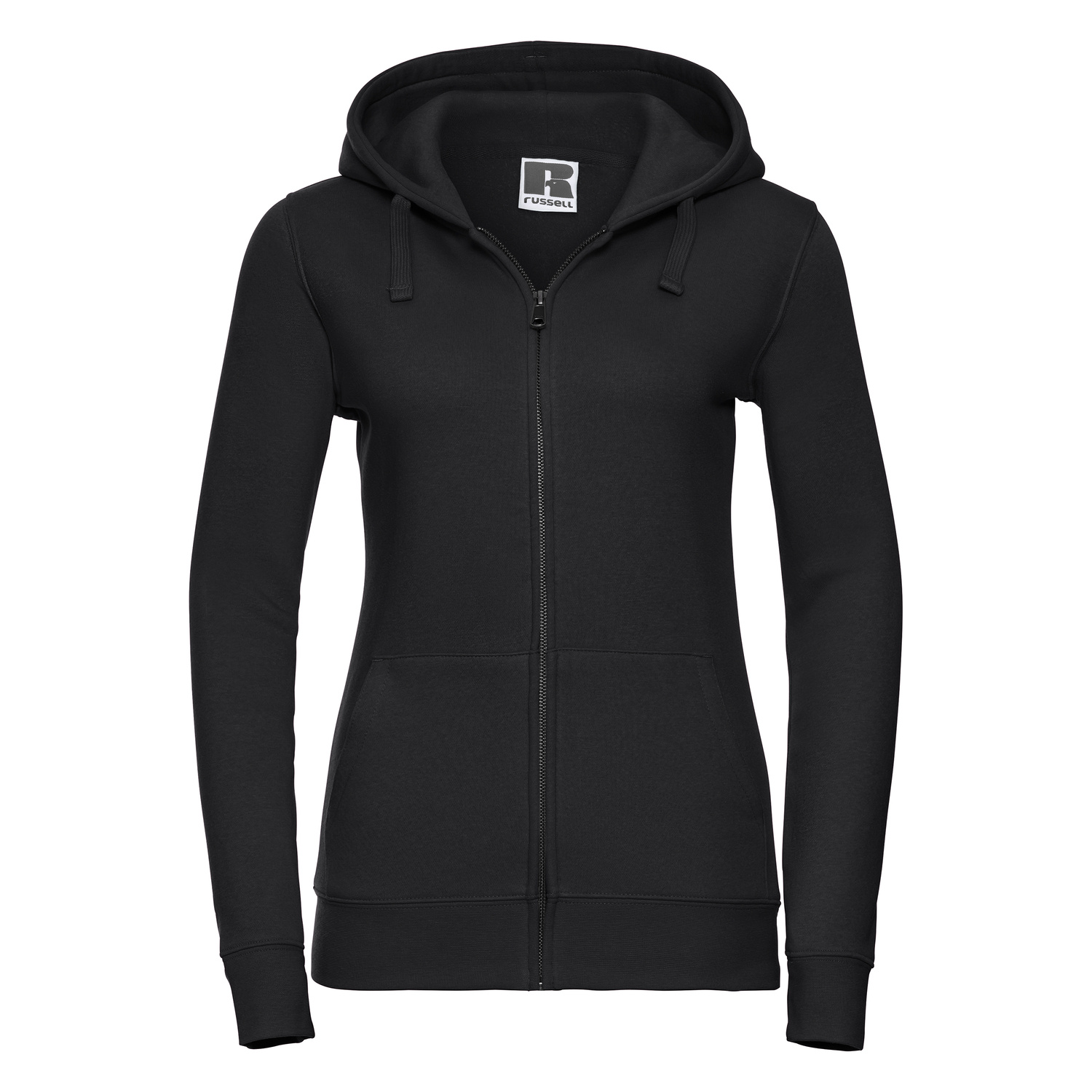 Black women's sweatshirt with hood and zipper Authentic Russell